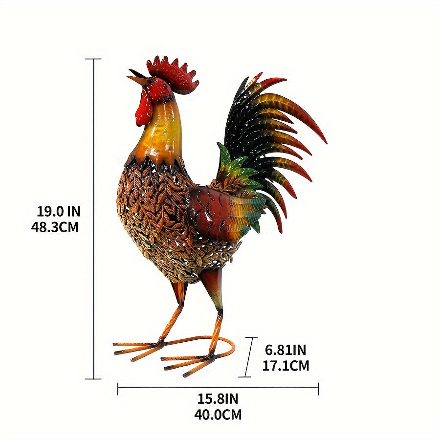 1pc Rustic Metal Garden Stake, Featuring a Farmhouse-Style Chicken Ornament Sculpture, Ideal for Outdoor Decor in Lawns, Gardens, Yards, And Farms, Perfect As a Housewarming Gift Or Home Decoration