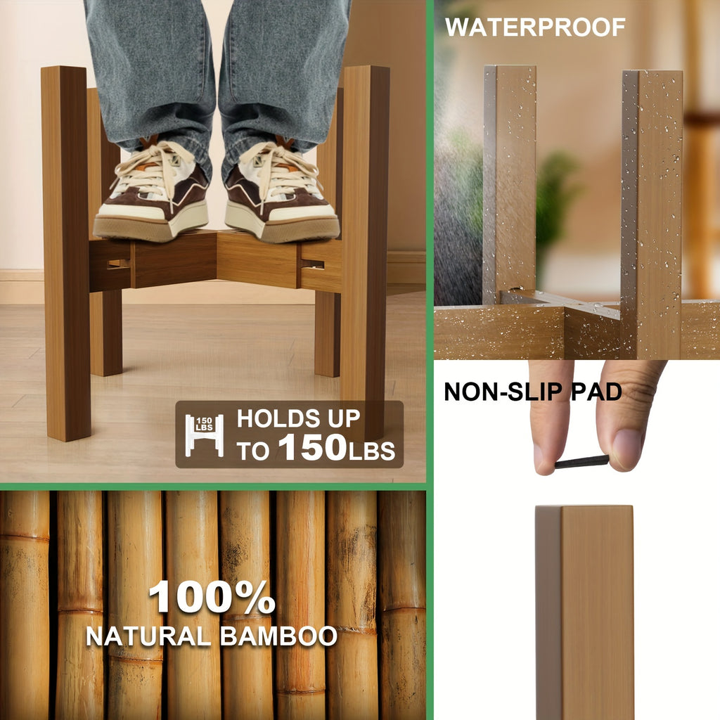 Adjustable Plant Stand Indoor & Outdoor, Modern Bamboo Plant Stand Mid Century Corner Plant Stands Stable Flower Stand For 8-12 Inches Plant Pot