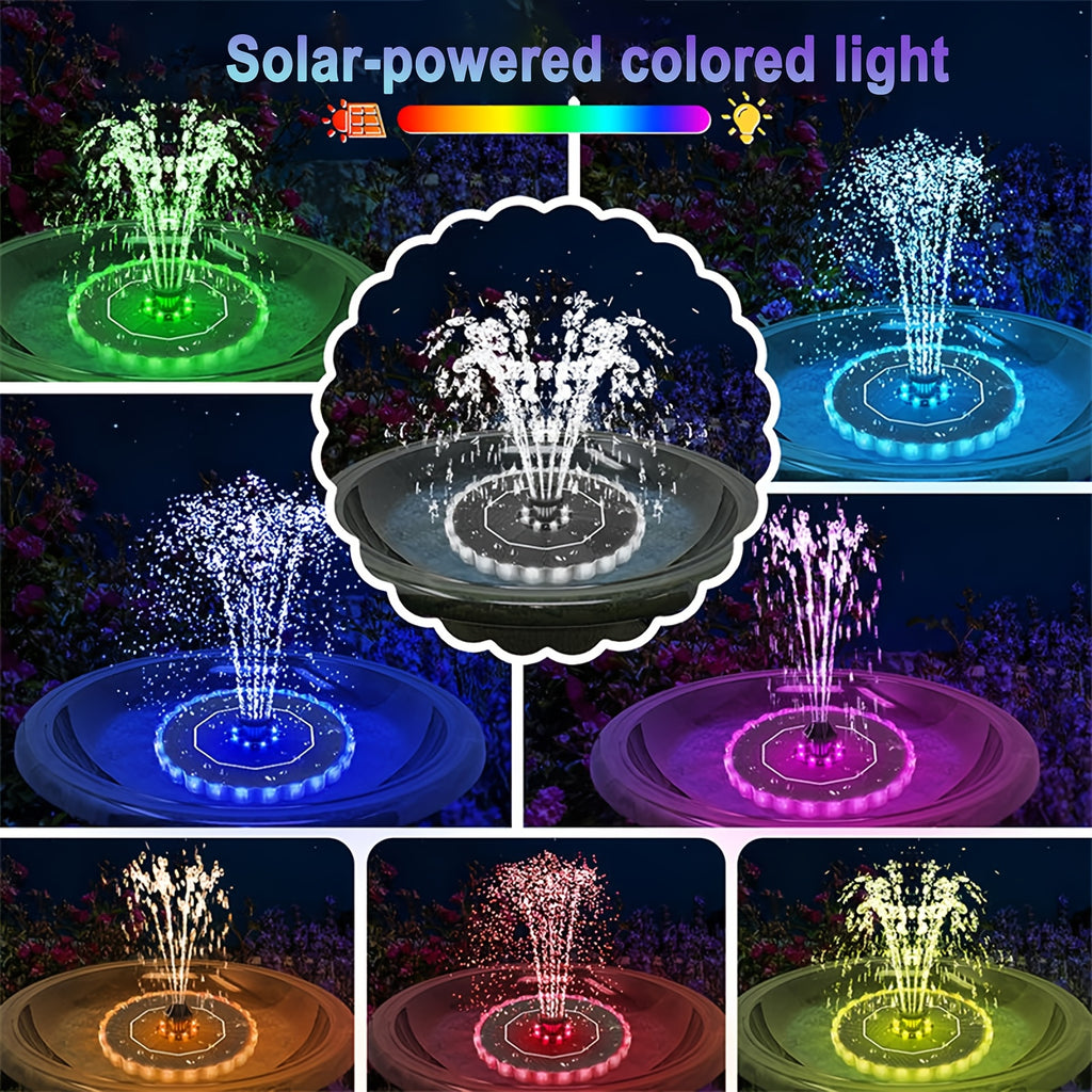 Petal Shape 2-in-1 Bird Bath Fountain Solar & Battery Operated, LED Light IPX8 Waterproof Outdoor Water Fountain For Garden Yard
