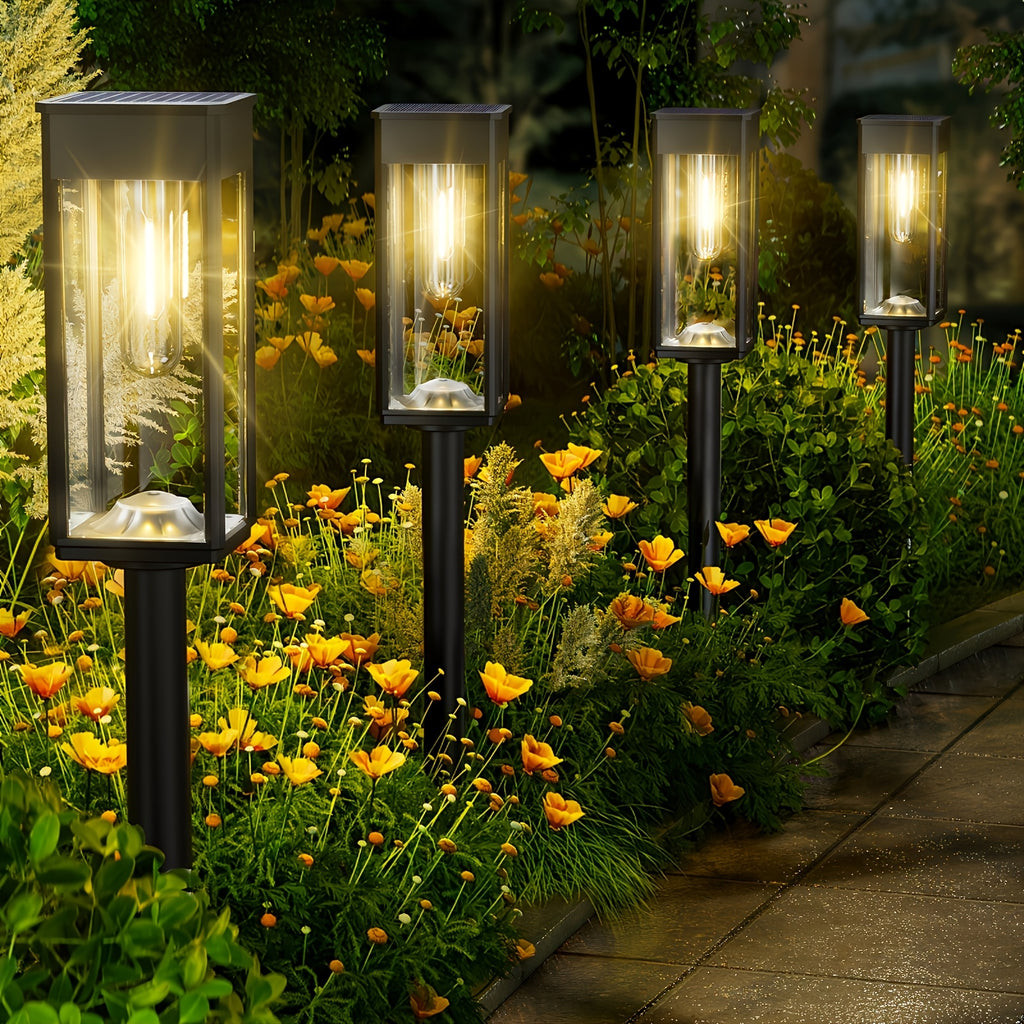 Outdoor Solar Street Lamps, 6/4pcs Outdoor Bright Solar Lamps, IP68 Solar Garden Lamps, Solar Landscape Lighting for Courtyard Terraces, Walkways, Driveways And Roads (Warm White)