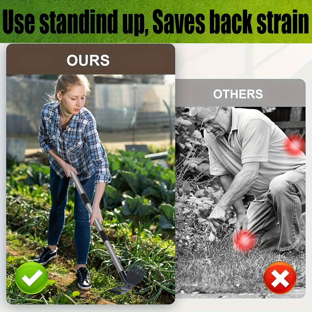 1pc Heavy Duty Gardening Hoe-Extra Long 60 Inch Handle, Dual Function Weeding Rake with Action Hoe for Professional & Home Gardening, Farm, Lawn Care-Heavy Duty Metal Construction, Soil Reclamation Tool, Sturdy and Durable, High Quality Excavating