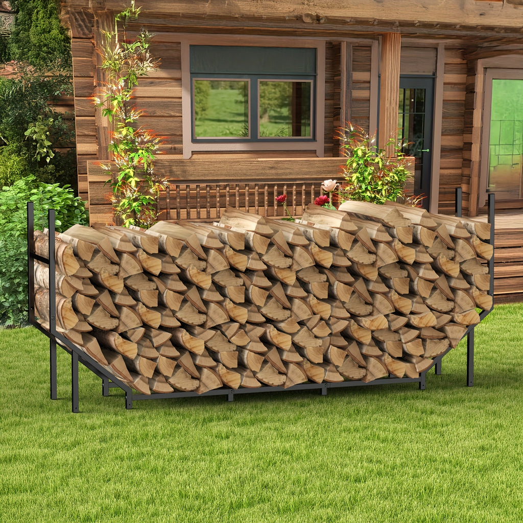 Heavy-Duty Adjustable Metal Firewood Rack - Large Capacity Outdoor/Indoor Log Holder with Sturdy A-Frame Design, Firewood Storage Stand for Fireplace, Wood Stacker Organizer for Patio,, Cabin, RV - Durable Black Metal, Firewood Rack Indoor, Firewood Stora