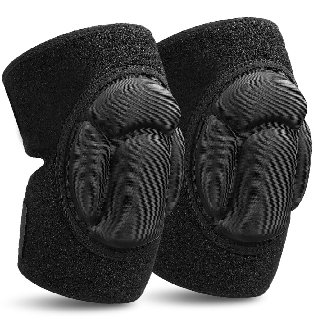 Knee Pads for Work Gardening, Thickened EVA Foam Non-Slip Knee Pads with Adjustable Straps and Patella Support - Heavy Duty Knee Pads for Flooring, Tile Construction, Construction Work, Cleaning - 1 Pack (Black)