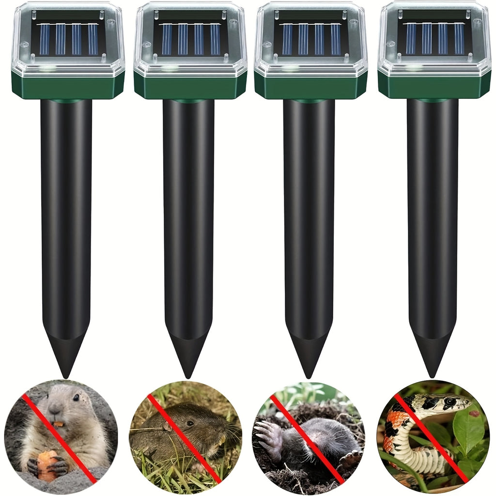 [Solar-Powered Repellent] Solar - Powered Soundwave Technology Repellent (8 - Pack, Upgraded): Repel Moles, Gophers, Voles and Insects in Your Yard with Repellent Spikes, Keep Burrowing Animals at Bay