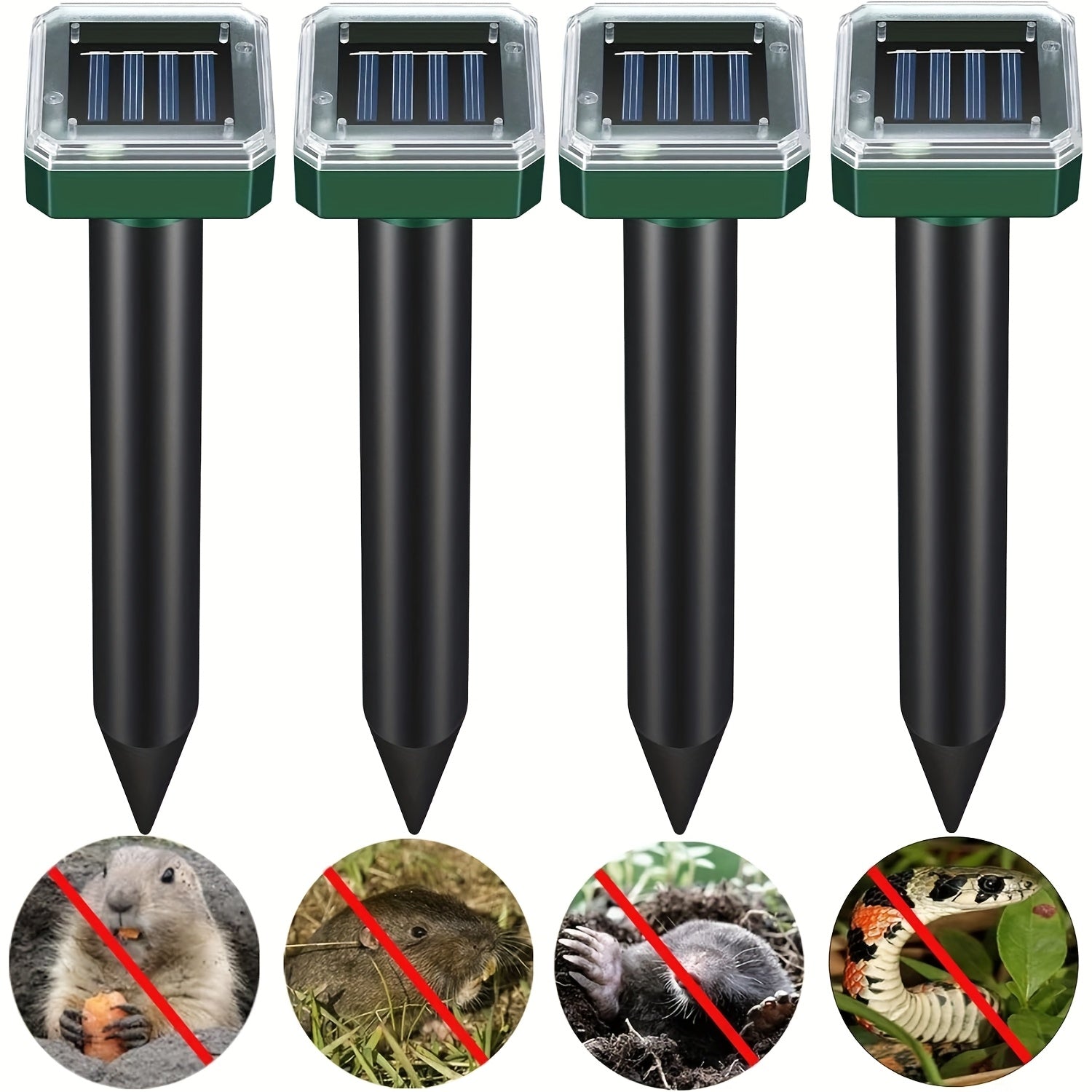 [Solar-Powered Repellent] Solar - Powered Soundwave Technology Repellent (8 - Pack, Upgraded): Repel Moles, Gophers, Voles and Insects in Your Yard with Repellent Spikes, Keep Burrowing Animals at Bay
