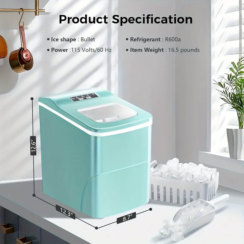Nugget Stainless Steel Ice Maker, 35 Lbs/Day, Portable Ice Maker with Handle, Countertop Ice Maker with Self-Cleaning Function, Ice Scoop and Basket, Practical Gift, Mother's Day Gift, Silvery