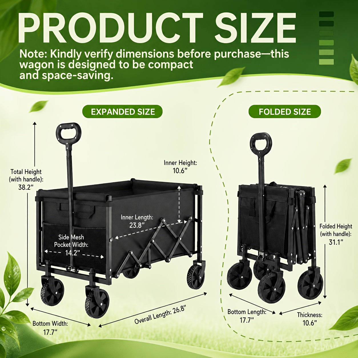 Collapsible Wagon with Wheels, 50/350/450/550 Lbs Wagons Carts Foldable Wagon Cart with Flexible Handle, Lightweight Portable Folding Utility Grocery Shopping Cart for Grocery Sports Garden Camping