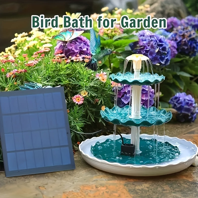 Solar Fountain, Water Feature Decoration, 6.5W Solar Fountain Pump, IPX8 Solar Water Fountain, Three-layer Dark Green Solar Water Fountain with Flowing Water, for Courtyard Decoration, Aquarium, Corridor, Lawn, Bird Bath