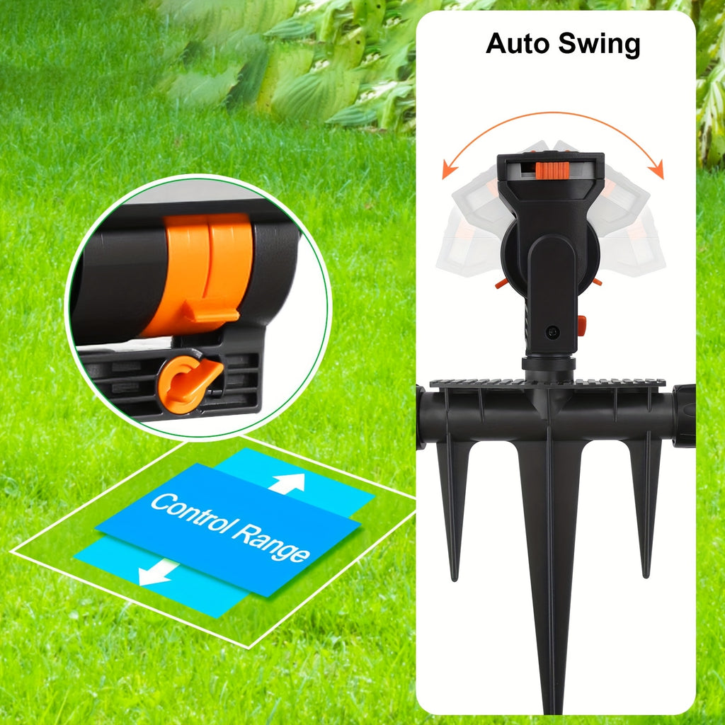 16-Hole Automatic Oscillating Sprinkler, Swing Sprinkler with Adjustable Spraying Range And Water Flow, Irrigation Tool for Garden And Agricultural Use