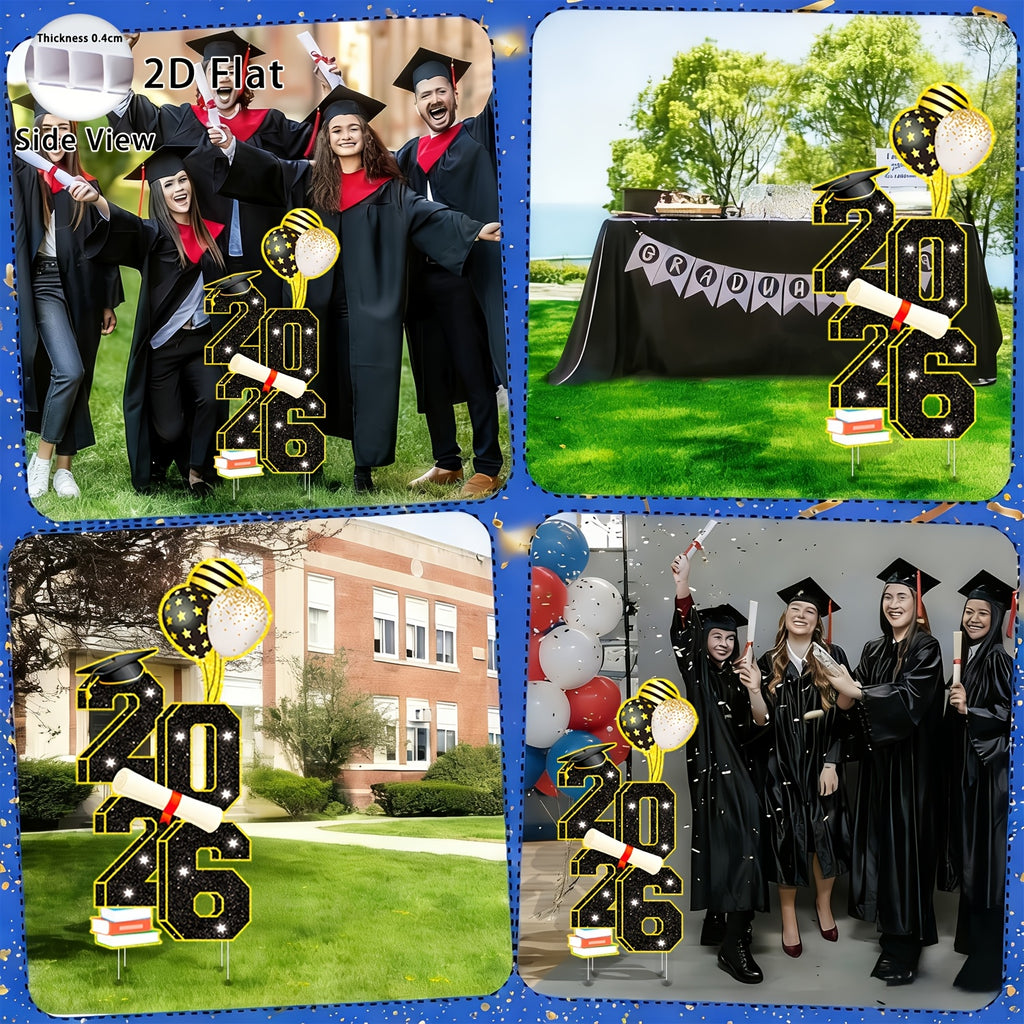 2D Flat - 【2D Flat】 2D Flat - [2D Flat] Large 2D Flat Yard Sign for The Class of 2026, Measuring 3.5 Feet, Perfect for Outdoor Graduation Celebrations. Includes Stakes for Easy Setup, Ideal for Congratulating Graduates
