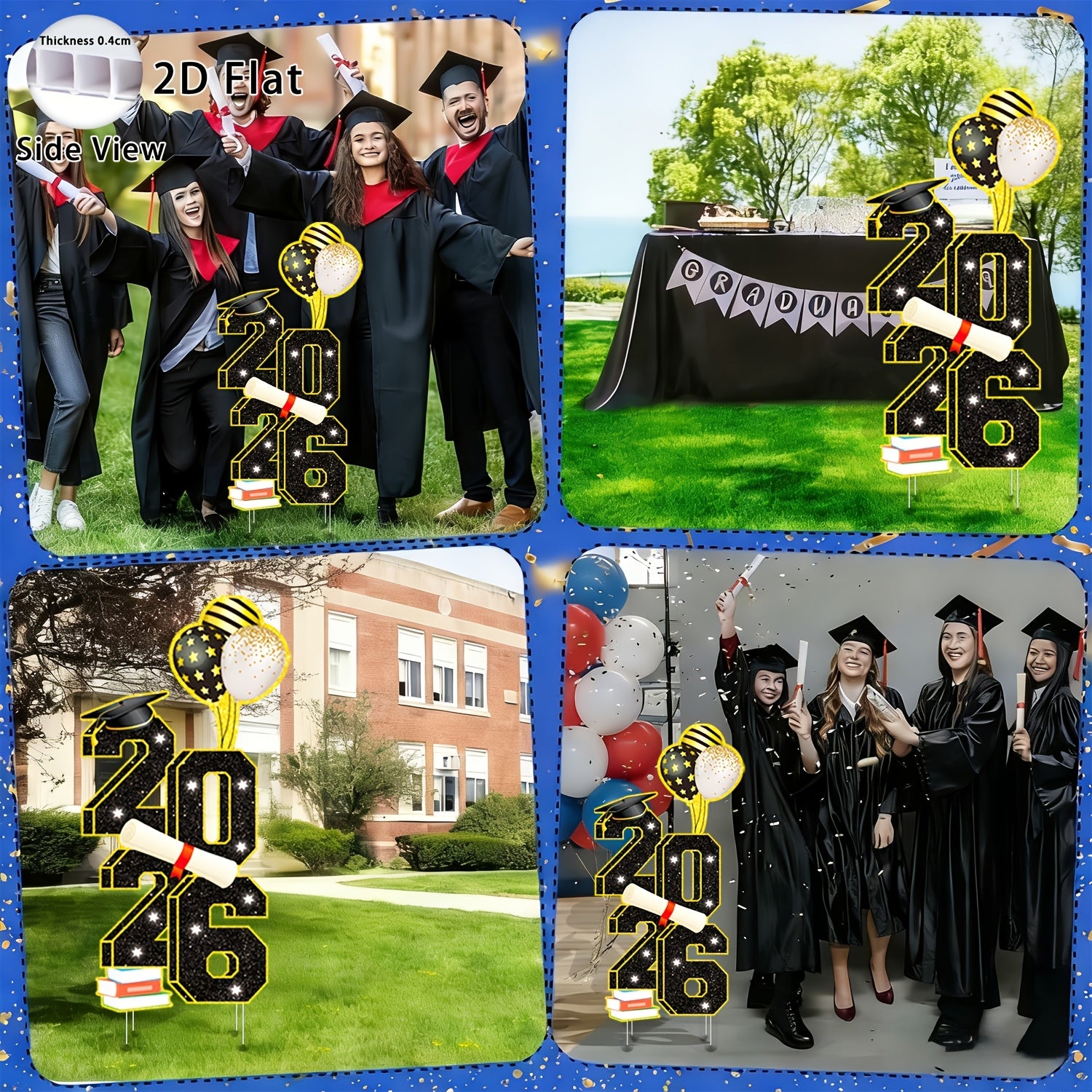 2D Flat - 【2D Flat】 2D Flat - [2D Flat] Large 2D Flat Yard Sign for The Class of 2026, Measuring 3.5 Feet, Perfect for Outdoor Graduation Celebrations. Includes Stakes for Easy Setup, Ideal for Congratulating Graduates