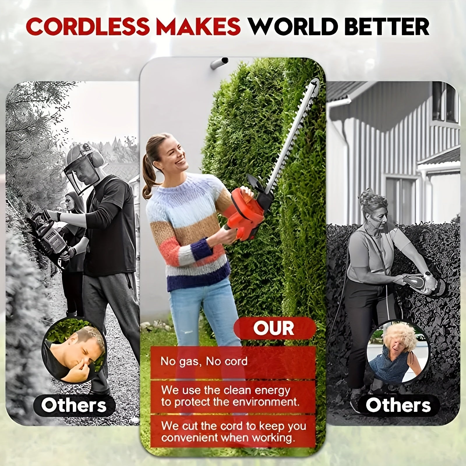 [Cordless Hedge Trimmer]21V Cordless Hedge Trimmer, Handheld Battery Powered Hedge Trimmer, 1500 RPM Shrub Trimmer, Lightweight & Compact, Battery And Fast Charger Included, Suitable for Lawn, Yard, Garden, Halloween Gift, Christmas Present