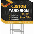 【2D Flat】 Custom Yard Sign 6 Pack - 18"x24" Corrugated Plastic (4mm) - Single Sided, Design with Your Image Includes Metal H-Shaped Stake for Outdoor Use: Event, Advertising, Professional, Weatherproof Signage