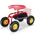 Heavy Duty Garden Cart Rolling Work Seat Gardening Planting W/ Tool Tray