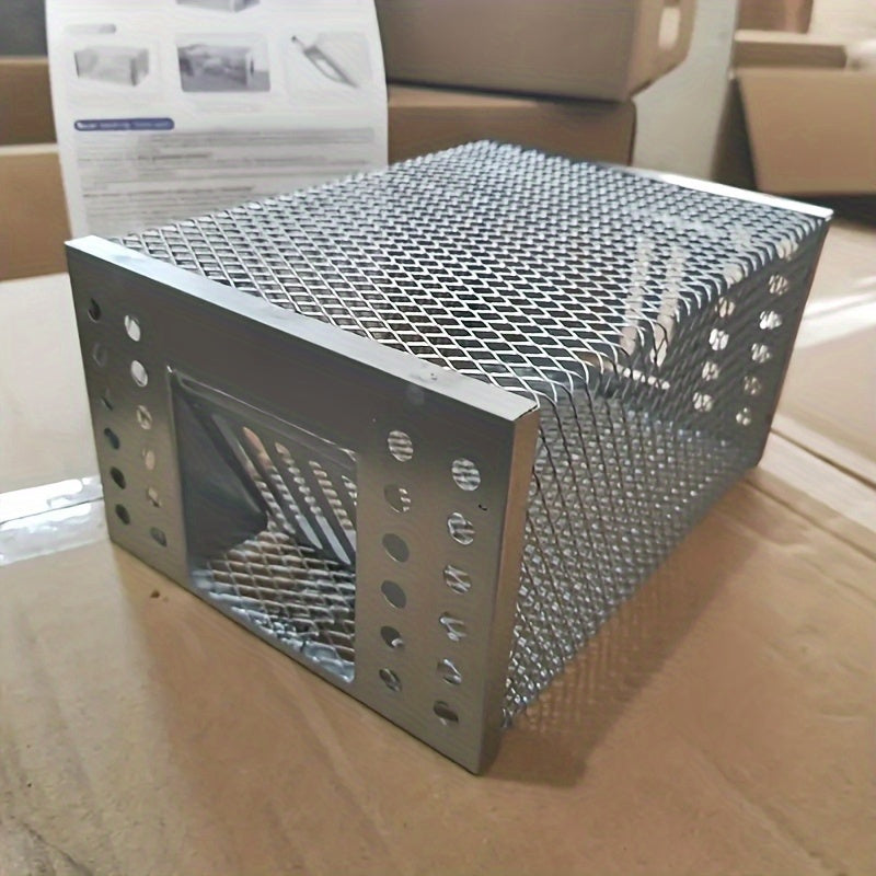 High-efficiency Automatic Mousetrap-designed for Continuous Catching, Metal Structure, Galvanized Rust Prevention, One-way Entrance And No Exit Design, Suitable for Indoor And Outdoor Pest Control, Without Power Battery.