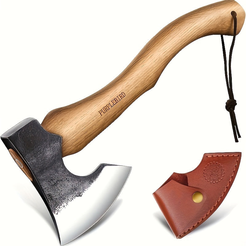 Hatchet Axe with Sheath 14" Wood Hatchet Carbon Steel Heat Treated Bushcraft Hatchet - Hand Forged Camping Axe for Chopping Wood, Garden- Axe Gift Set for Men