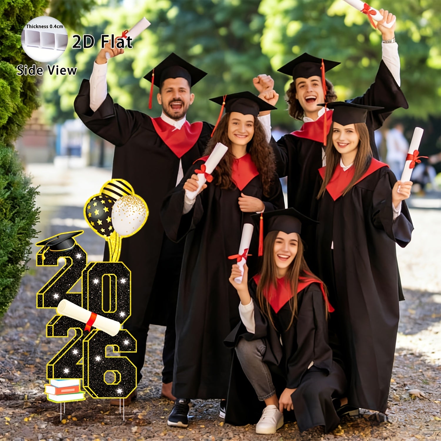 2D Flat - 【2D Flat】 2D Flat - [2D Flat] Large 2D Flat Yard Sign for The Class of 2026, Measuring 3.5 Feet, Perfect for Outdoor Graduation Celebrations. Includes Stakes for Easy Setup, Ideal for Congratulating Graduates