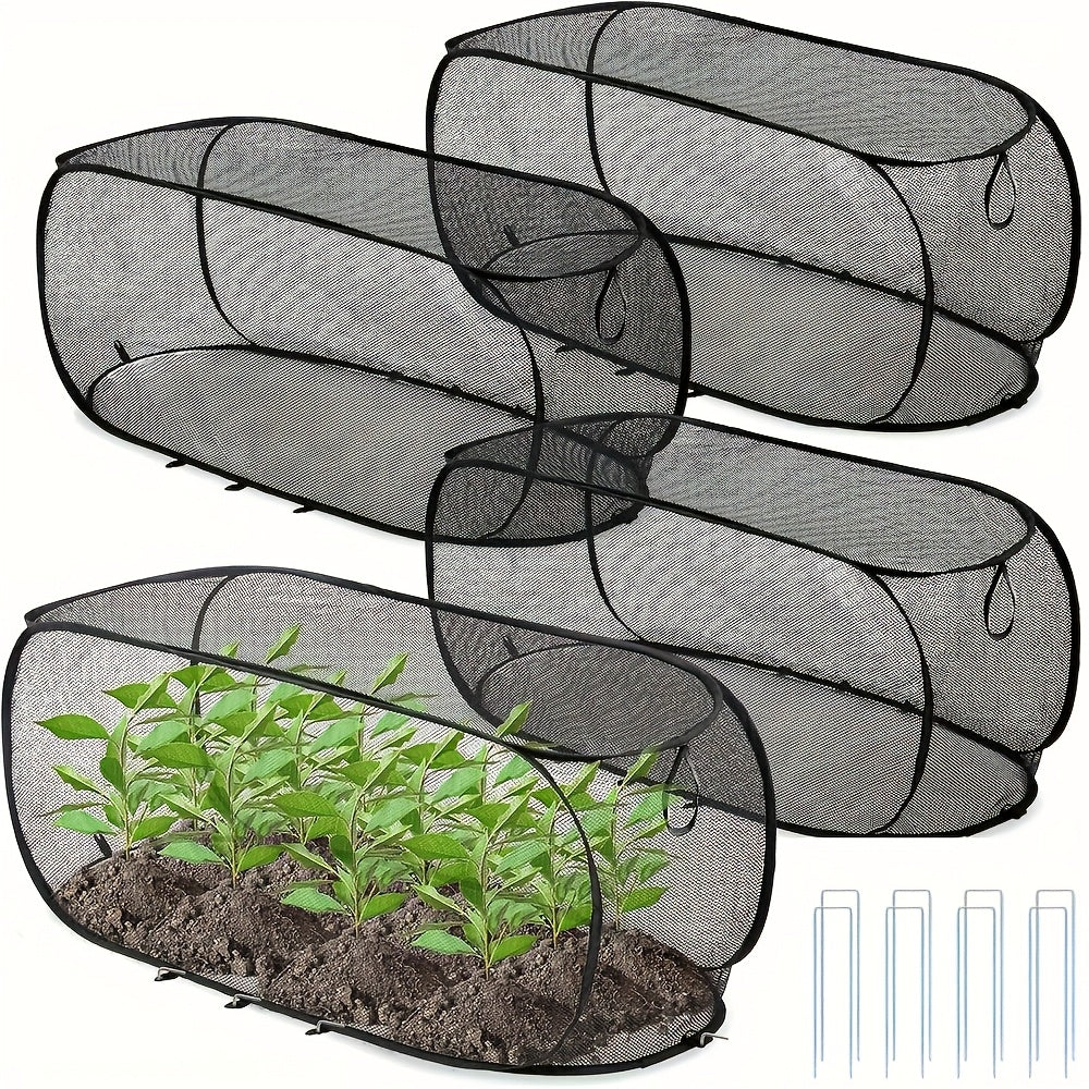 Foldable Pop-Up Mesh Plant Greenhouse Cover | Protective Cage with 4 Ground Stakes, Material, Strong And Durable Raised Bed Netting for Animal And Insect Barrier, Ideal for Fruits, Vegetables, And Seedlings, Reusable