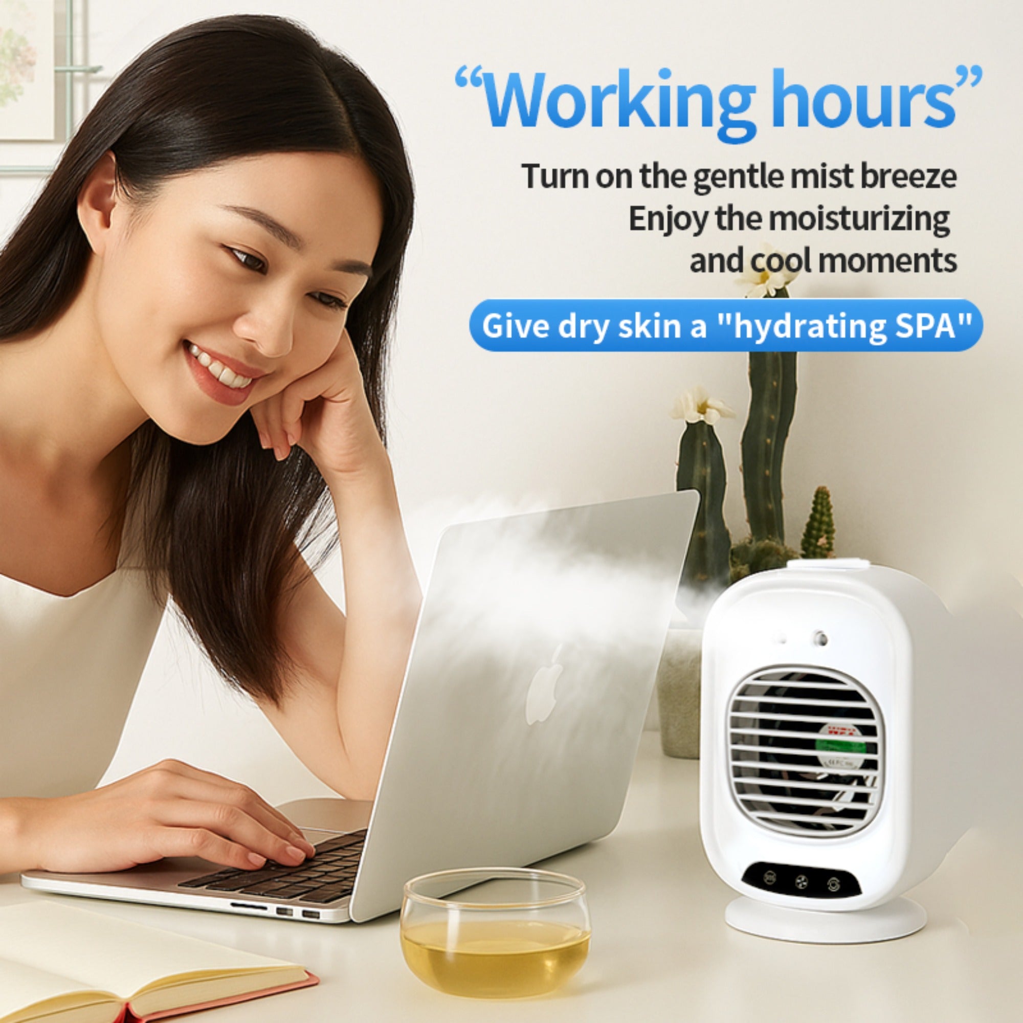 Portable Cooling Fan with a 6000Mah Misting Feature, USB-C Charging, Two Speed Settings And Two Mist Modes (Continuous/Intermittent), an Integrated Portable Cooling Fan with Cooling Capabilities - USB Rechargeable Fan Suitable for Home, Outdoor
