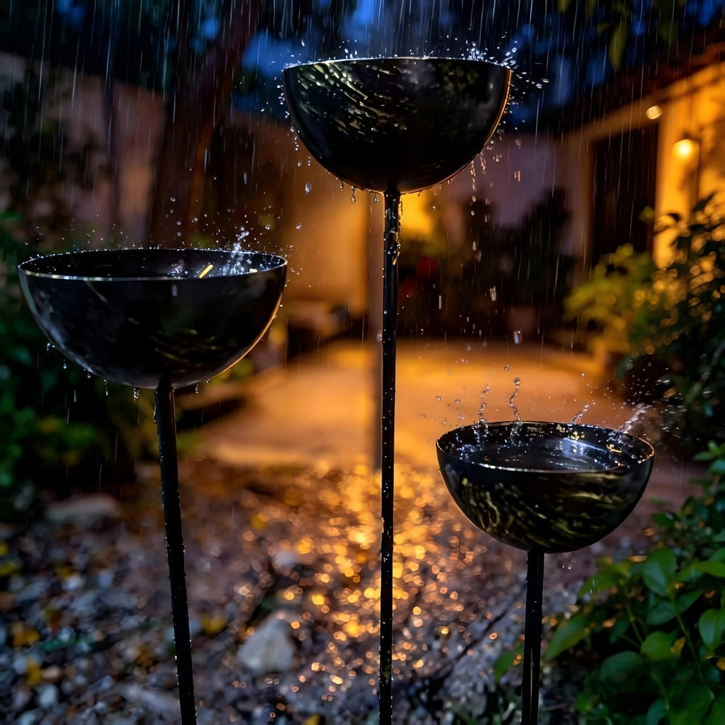 A Set of Three Outdoor Rainwater Containers, Retro and Beautiful Bird Bathtubs, Garden Courtyard Bird Feeder, Creative Outdoor Decoration