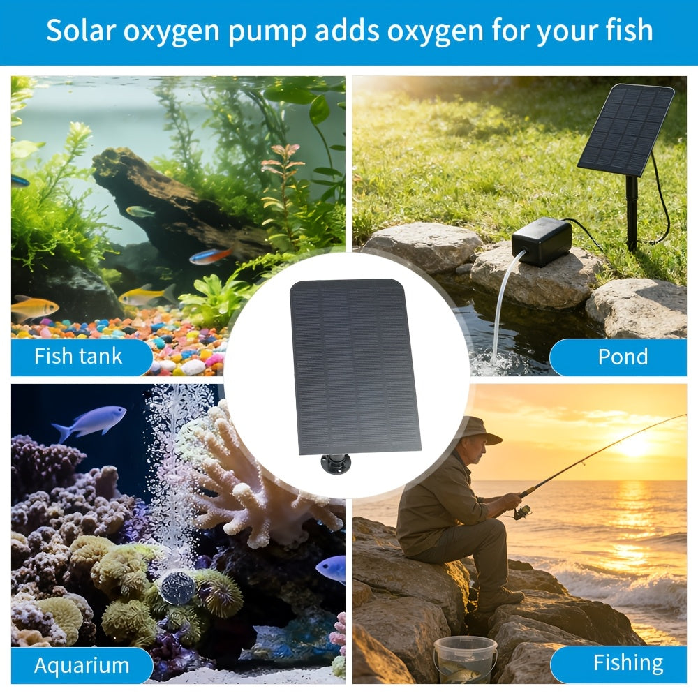 1pc Square Solar-Powered Aeration Pump with Hose, Air Stone, and Various Small Accessories, 118.11inch Wire, Portable Oxygen Pump, Effectively Aerates Ponds, IPX4 Rating
