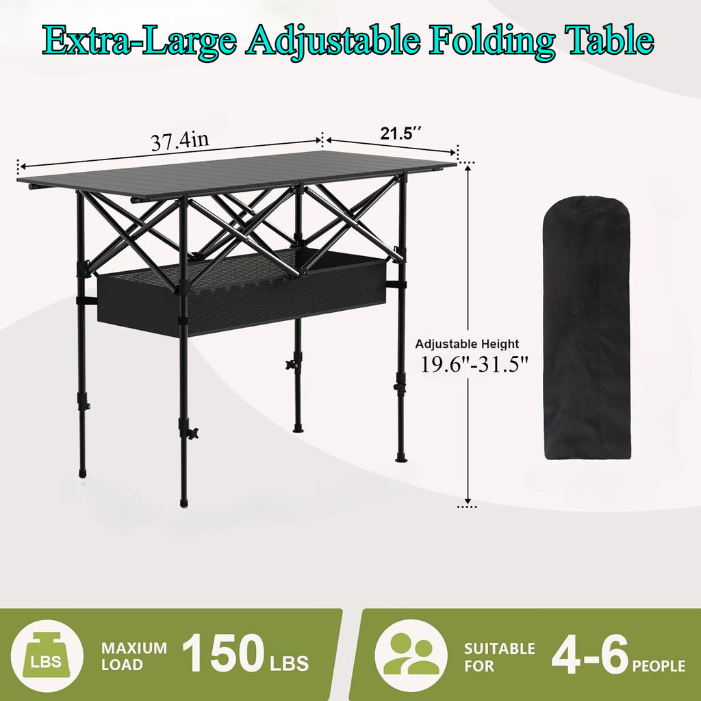 Large Portable Folding Table, with Storage Bag Included. Suitable for Indoor Terraces, Outdoor Camping Picnics, Backyard Barbecues, And Parties(Two Sizes Are Available for Selection) Non-Food Direct Contact