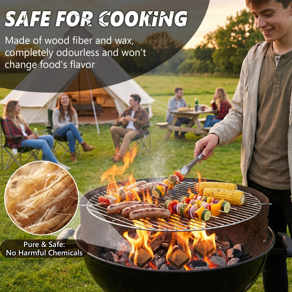 Fire Starter, Easy-Burning Fire Starter Squares for Wood Stoves, Campfires, Grill Pit And Fireplace, Natural & Waterproof BBQ Fire Starters, 64 Mini Square