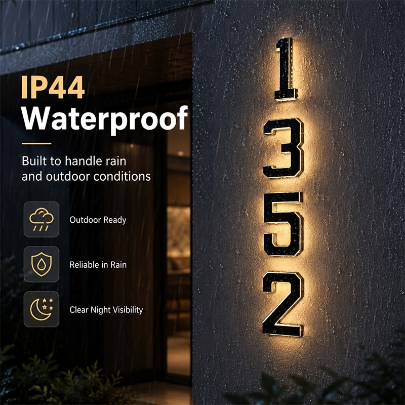 Upgraded 9-Inch Outdoor Solar House Numbering Light, IP44 /Intelligent Light Sensing, Home Address Light Suitable For: Courtyard Wall Exterior Lights/Porches/Residential Luminous Address Signs/Large Modern Style Lighting House Number Lights