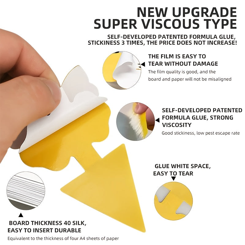 [Sticky Insect Traps] 100pcs Double Sided Butterfly Shaped Sticky Board Sticky Insect Board Yellow Insect Trap Sticky Traps Multiple Pot Pest Sticker Flying Insect Catching Control Sticker Home Greenhouse