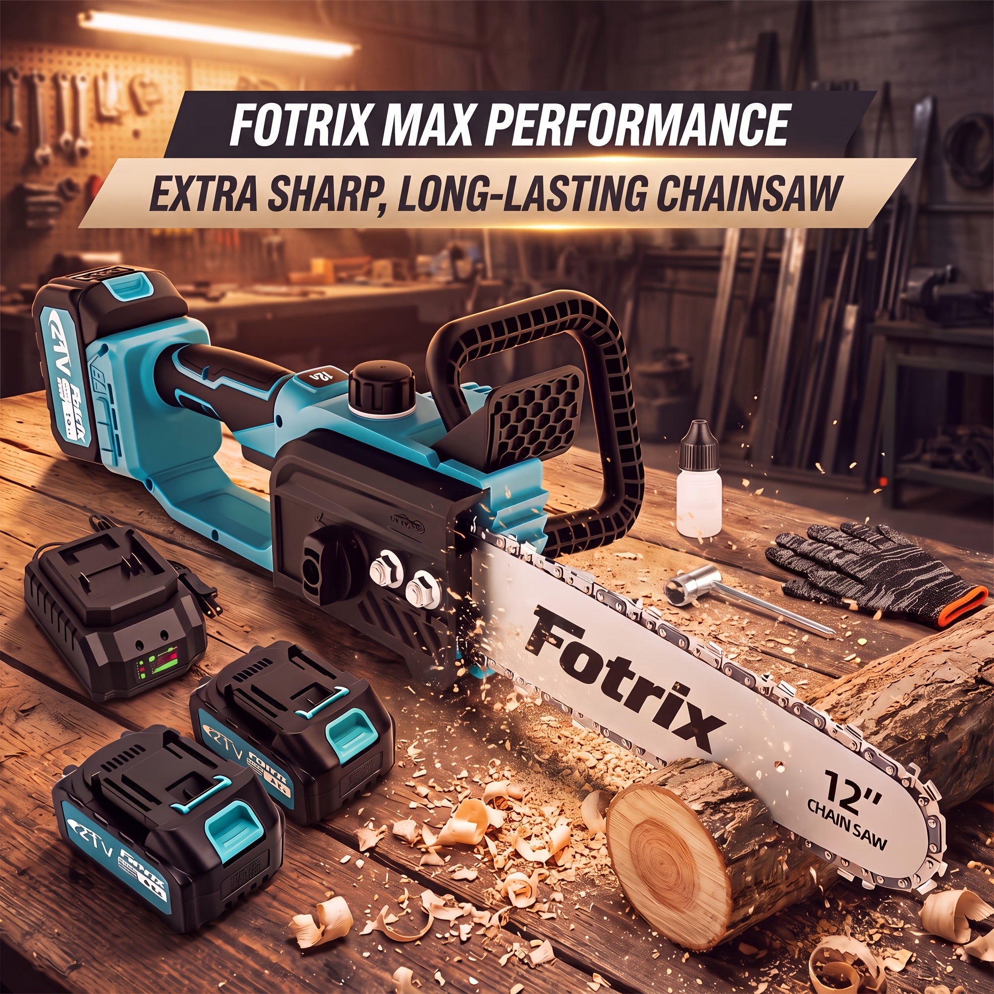 Cordless Chainsaw | 12/16-Inch, Battery Powered Handheld Electric Saw for Brush Clearing, Fence Line Cleanup, Dead Wood Removal, Hedge Reducing, Log Bucking, Property Maintenance, Estate Care, Trail Grooming & Tree Limb Salvage