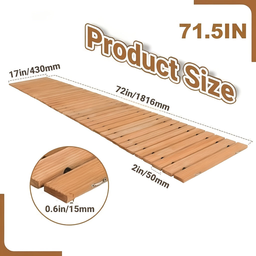 PIYPIY 3FT-16FT Roll-Out Wooden Garden Walkway with Rust-Resistant Steel Wire And Non-Slip Texture, Pavers for Outside Walkway - Suitable for Garden Additions, Backyard Decor, Poolside - Durable Wooden Walkway