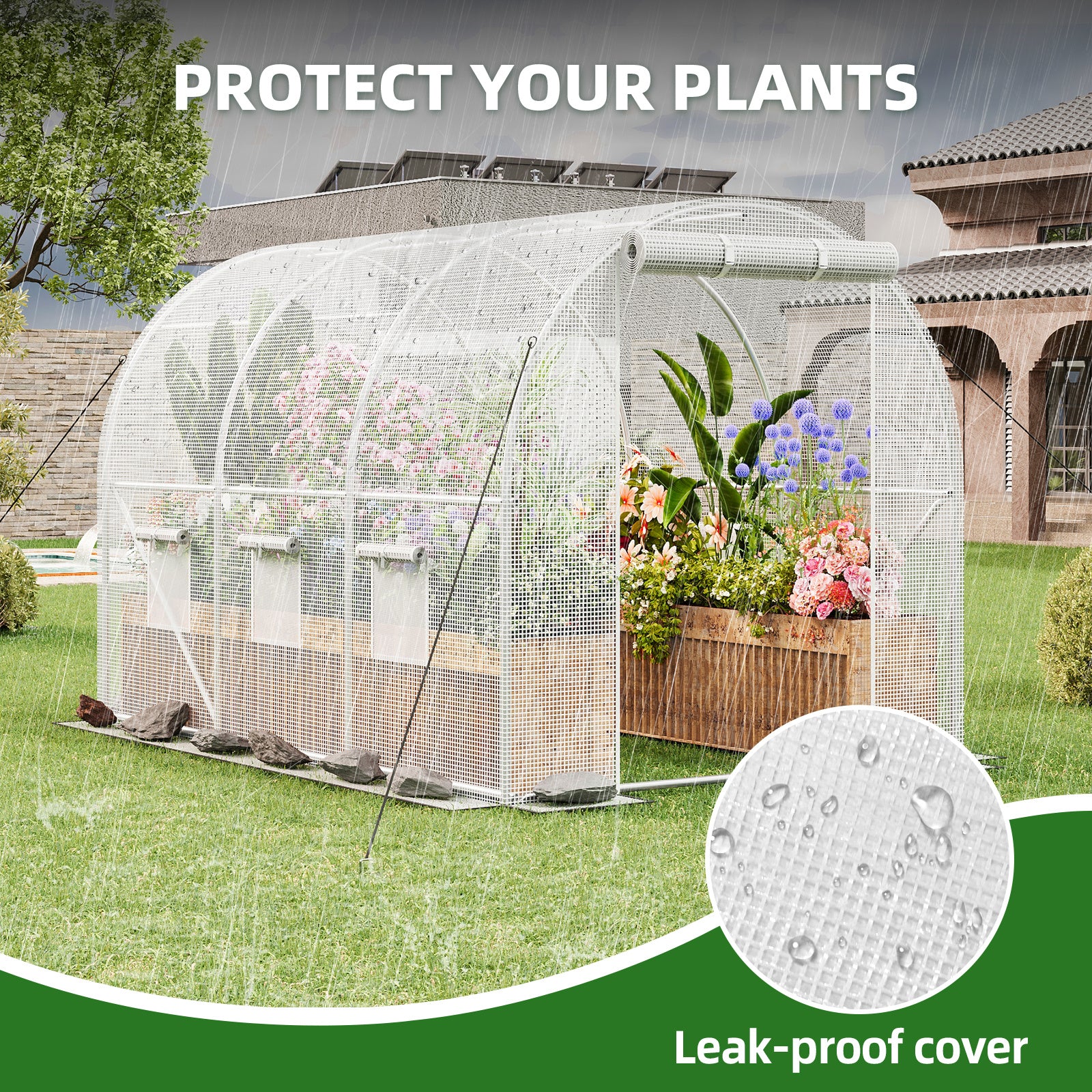 Whonline 1pc Greenhouse for Outdoors, Mini Portable Flower Garden Plant Kit Outside, Heavy Duty 4 Tiers Steel Frame and Durable Cover, For Halloween and Christmas