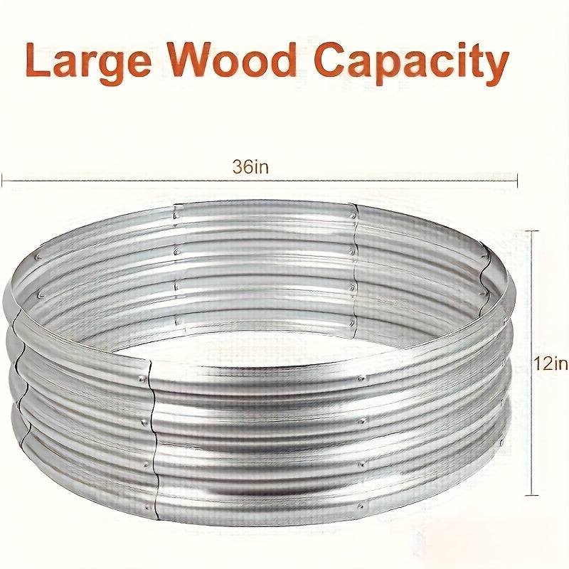 24/36/47 Inch Round Galvanized Fire Pit Ring for Outside Wood Burning, Metal Firepit Liner for Above Ground Outdoor Camping Beach Backyard Park