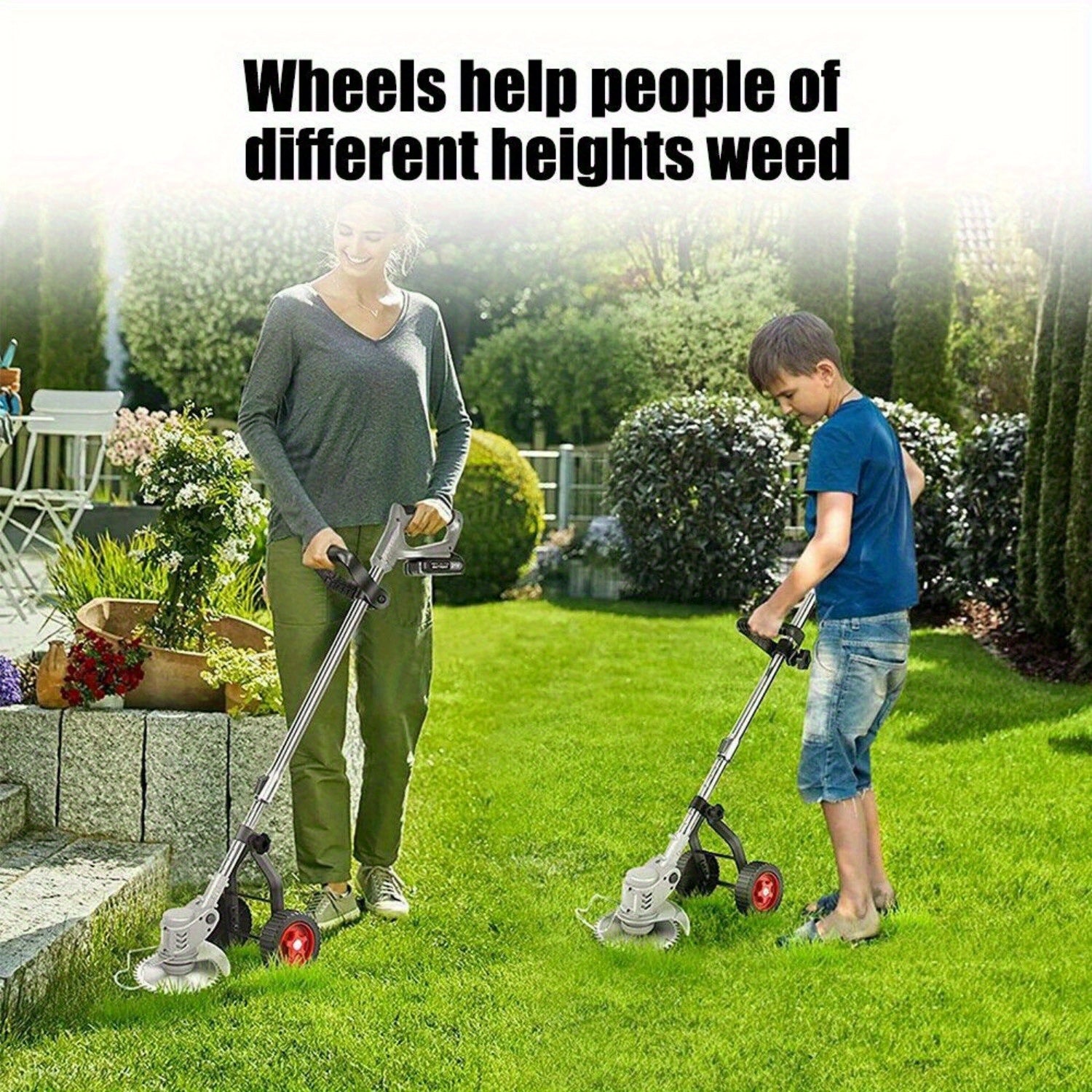 String Trimmer Wheel Attachment Non-slip Detachable Lawn Mower Support Wheels Labor-saving Replacement Lawn Mower Accessories, Lawn Mower Accessories