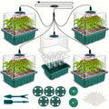 A Complete Seed Germination Kit Featuring a 5-Pack Seedling Tray Equipped with a Digital Timer, a Humidity Dome, an Adjustable LED Grow Light, And a Safe Indoor Greenhouse System for Seedlings