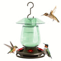 Auslar 16 Ounce Red Glass Hummingbird Feeder, Outdoor Hanging Barn Lantern Shape With 5 Flower Feeding Ports & Built-in Ant Moat, Rustproof & Leakproof - Garden Yard Decor Essential, Perfect Valentine'S Day & Mother'S Day Gift