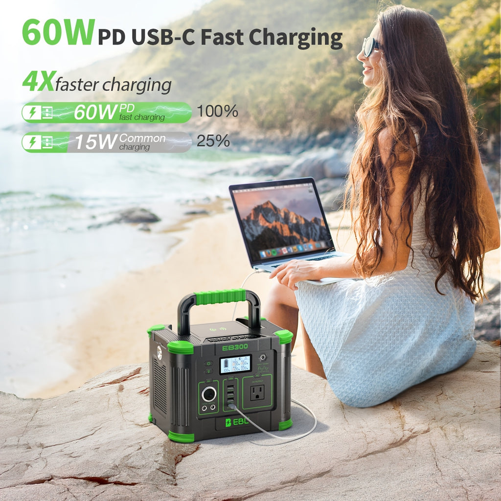 330W Portable Power Station/330W Powerstation With 100W Solar Panel, Equipe With Digital Display Screen, 288.6Wh Solar Generator With 110V Pure Sine Wave Output, Fast Charging, Battery Backup Supply For Home Emergencies, Outdoor Camping, Road Trips