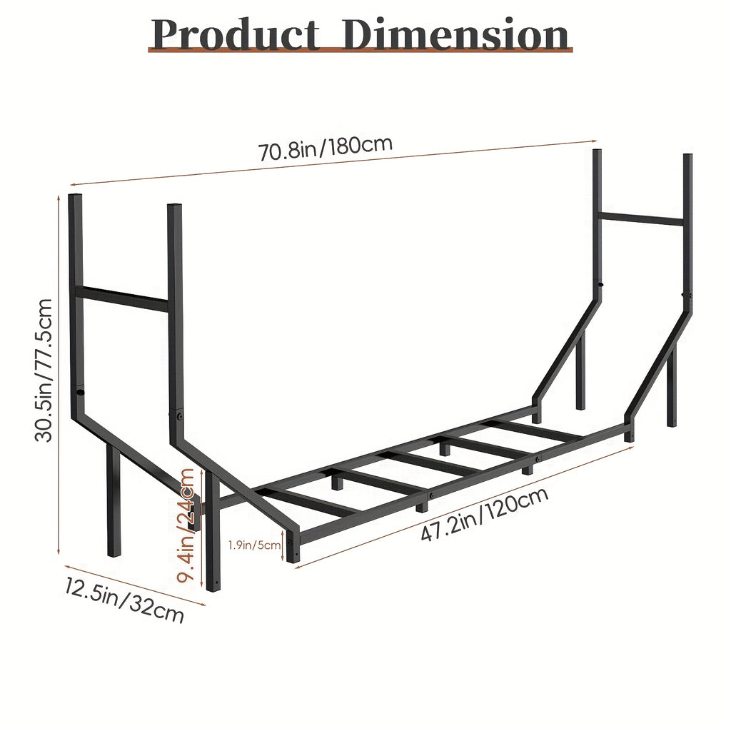 Heavy-Duty Adjustable Metal Firewood Rack - Large Capacity Outdoor/Indoor Log Holder with Sturdy A-Frame Design, Firewood Storage Stand for Fireplace, Wood Stacker Organizer for Patio,, Cabin, RV - Durable Black Metal, Firewood Rack Indoor, Firewood Stora
