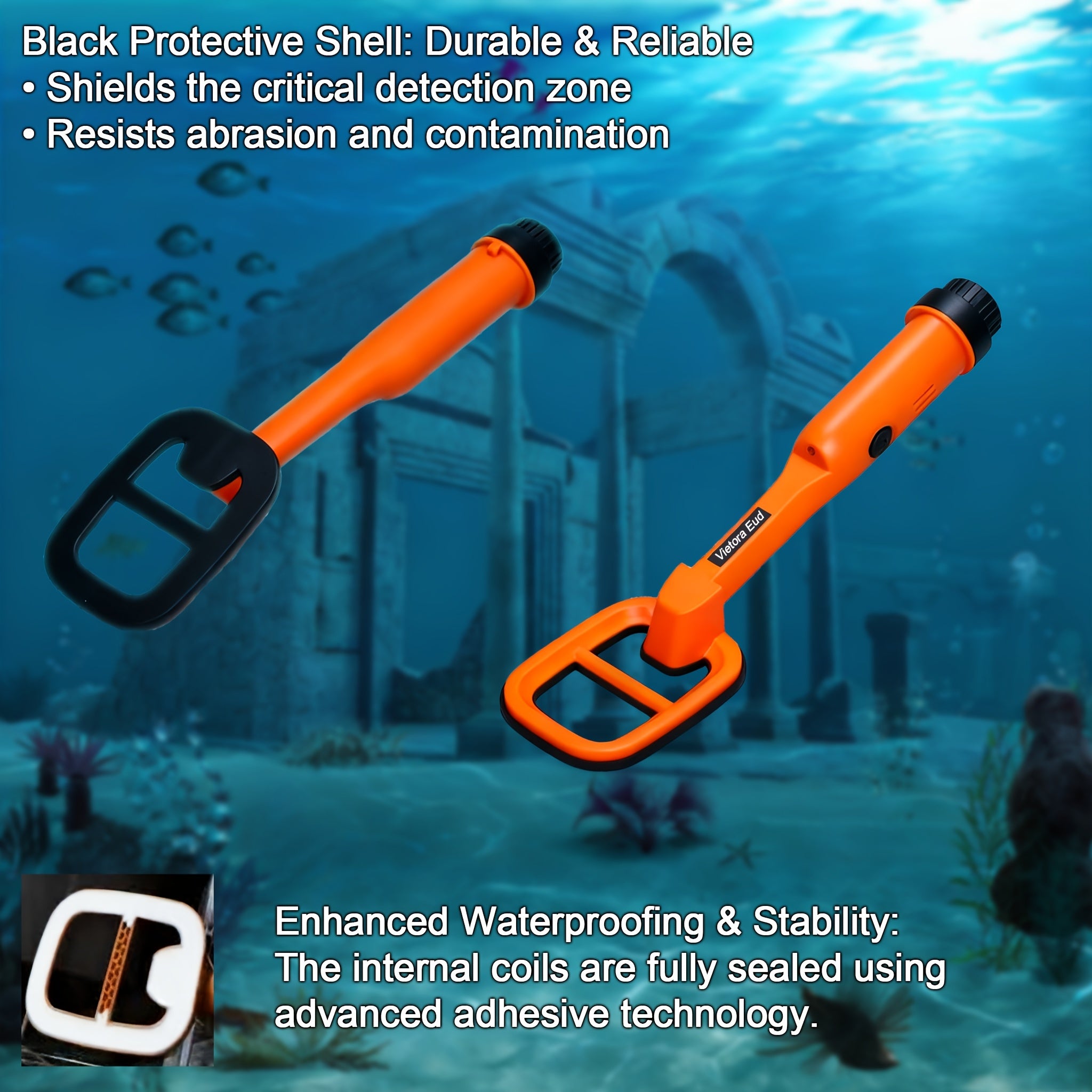 Underwater Metal Detector Submersive IP68 Fully Waterproof Metal Detector for Adults Under Water 100ft, Can detect All Metals with Large Coil, Accurate and Precise