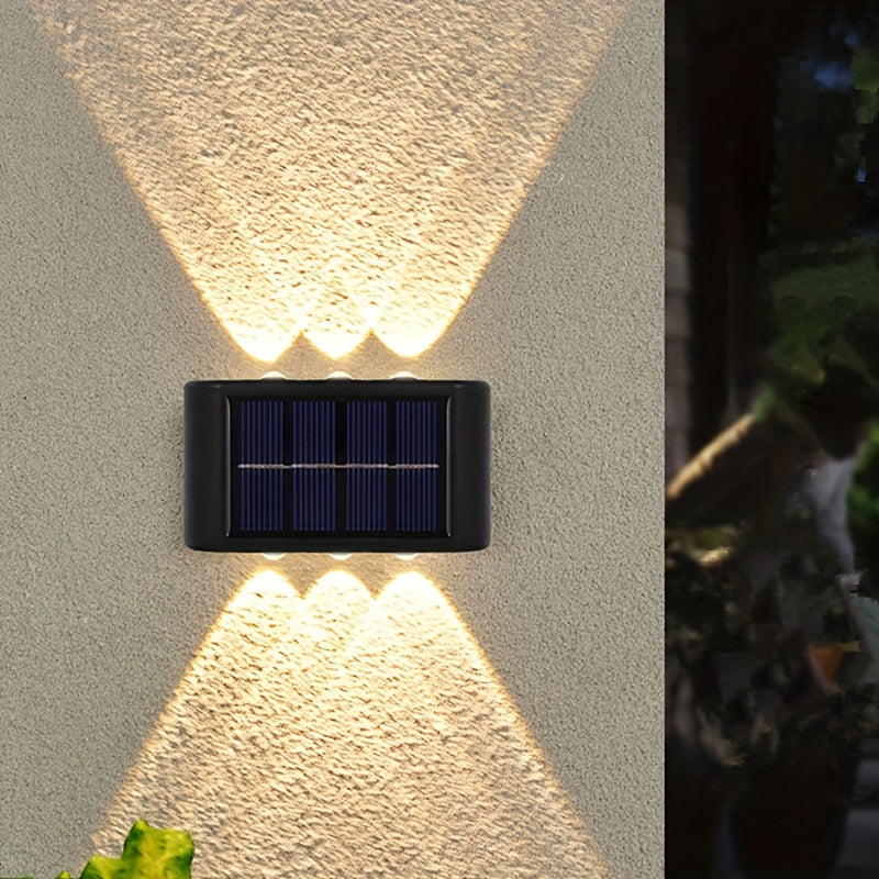 4/8 Packs | 6 LED Solar Up And Down Wall Sconces, Outdoor Decorative Wall Lamps, Home LED Landscape Lighting. Ideal for Yard, Villa, Fence, Patio And Garden. IP44