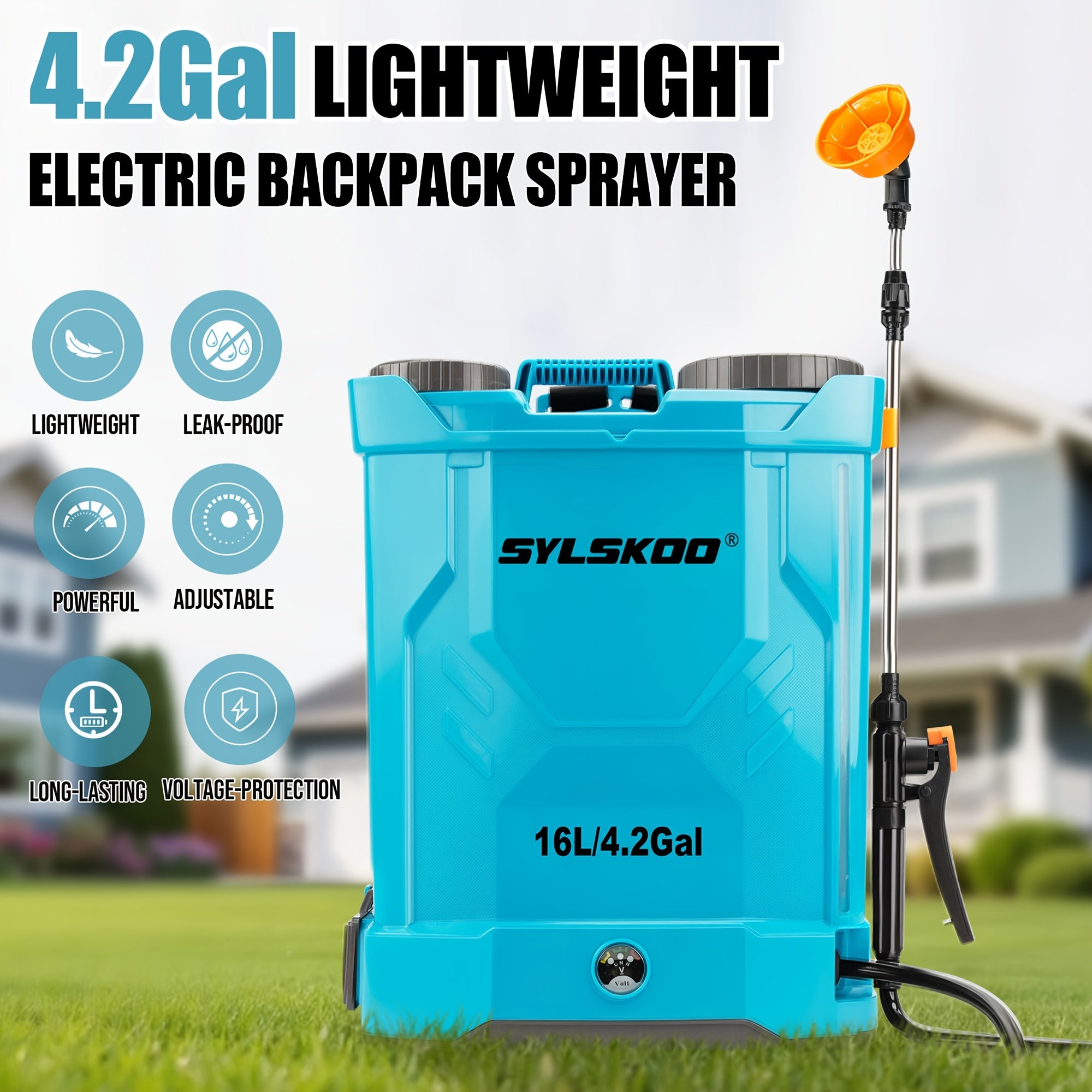 4 Gallon Battery Powered Backpack Sprayer, 0-120 PSI Adjustable Pressure Sprayer With 4000MAH Lithium Battery 12V Powerful Motor, 5 Nozzles With Telescopic Wand, Garden Weed Yard Lawn Sprayer