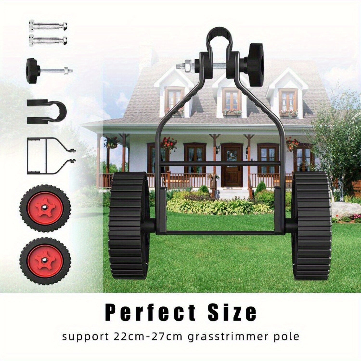 String Trimmer Wheel Attachment Non-slip Detachable Lawn Mower Support Wheels Labor-saving Replacement Lawn Mower Accessories, Lawn Mower Accessories