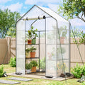 WHONLINE 1pc 3/4-tier Portable Mini Greenhouse, Plastic Plant Greenhouse with Sturdy Stand for Indoor And Outdoor, Stand Greenhouses with Durable PE Cover, Quick Aluminum Assembly Warm House for Seedling Flowers Growing, for Halloween And Christmas