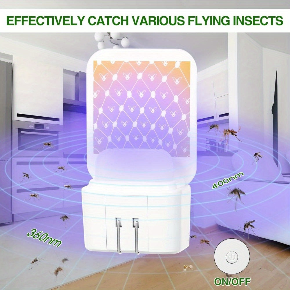 10/20pcs Smart 360° Insect Trap Plug-In with Sticky Glue Boards-Indoor Bug Zapper for Kitchen/Bedroom, Electric Fly Catcher with 10 Replaceable Pads, Portable Pest Control Solution