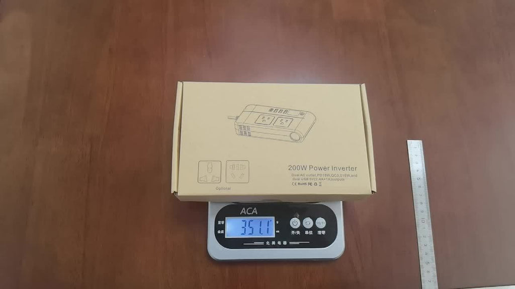 1pc 200W Car Inverter DC 12V to 110V AC Power Inverters for Vehicles with PD 20W USB-C, Dual USB Ports And QC3.0 Fast Charging Ports Car Charger Adapter And with Cigarette Lighter Hole