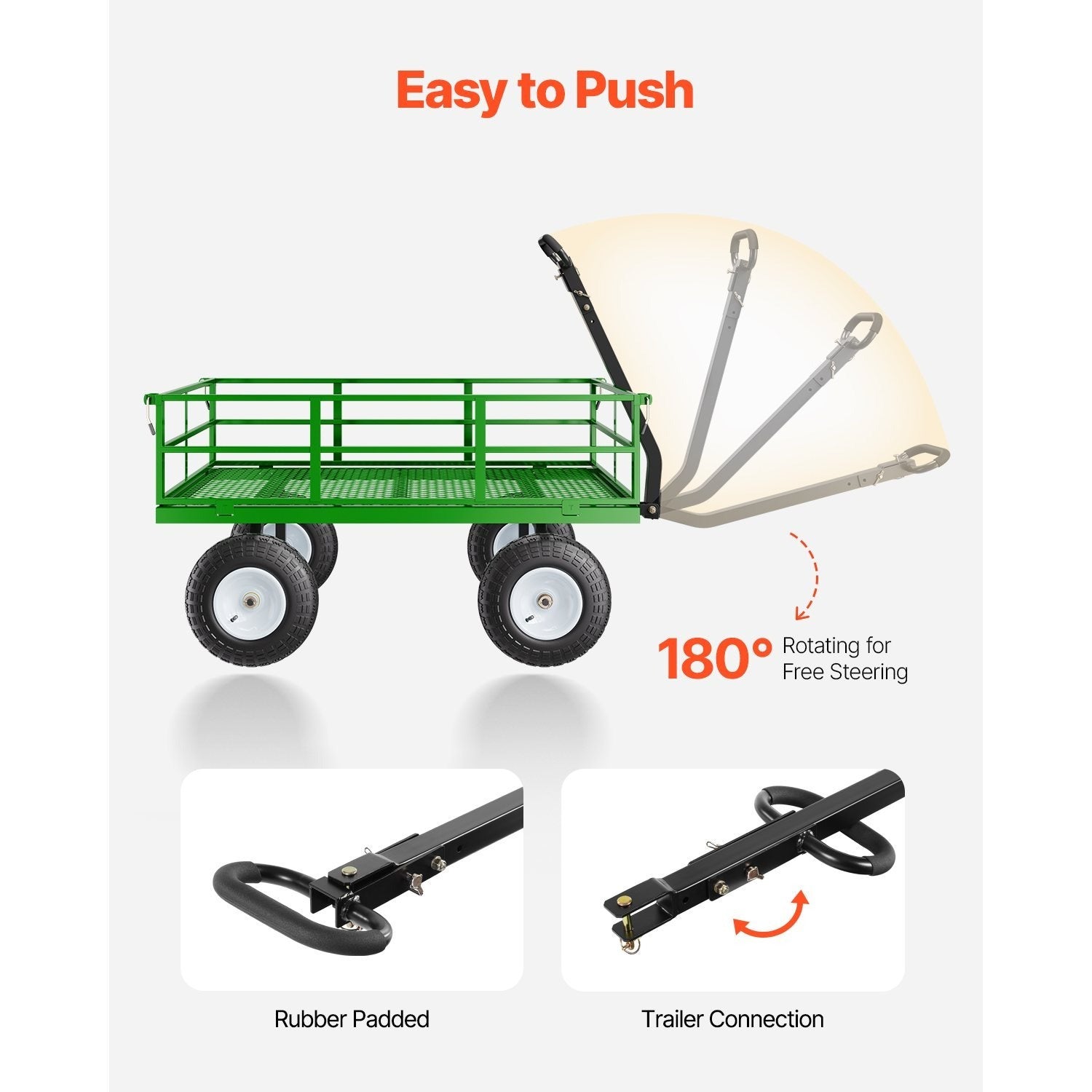 VEVOR Steel Garden Cart 680/900/1200lbs Capacity Heavy Duty Wagon Cart 13in Tires