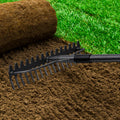 49/63/77Inch Rake - 17" Wide Garden with Double-Sided, Heavy Duty Lightweight Stainless for Mulching & Debris Removal, Leveling Lawn, Loosening Soil, Leaf Cleanup, Soil