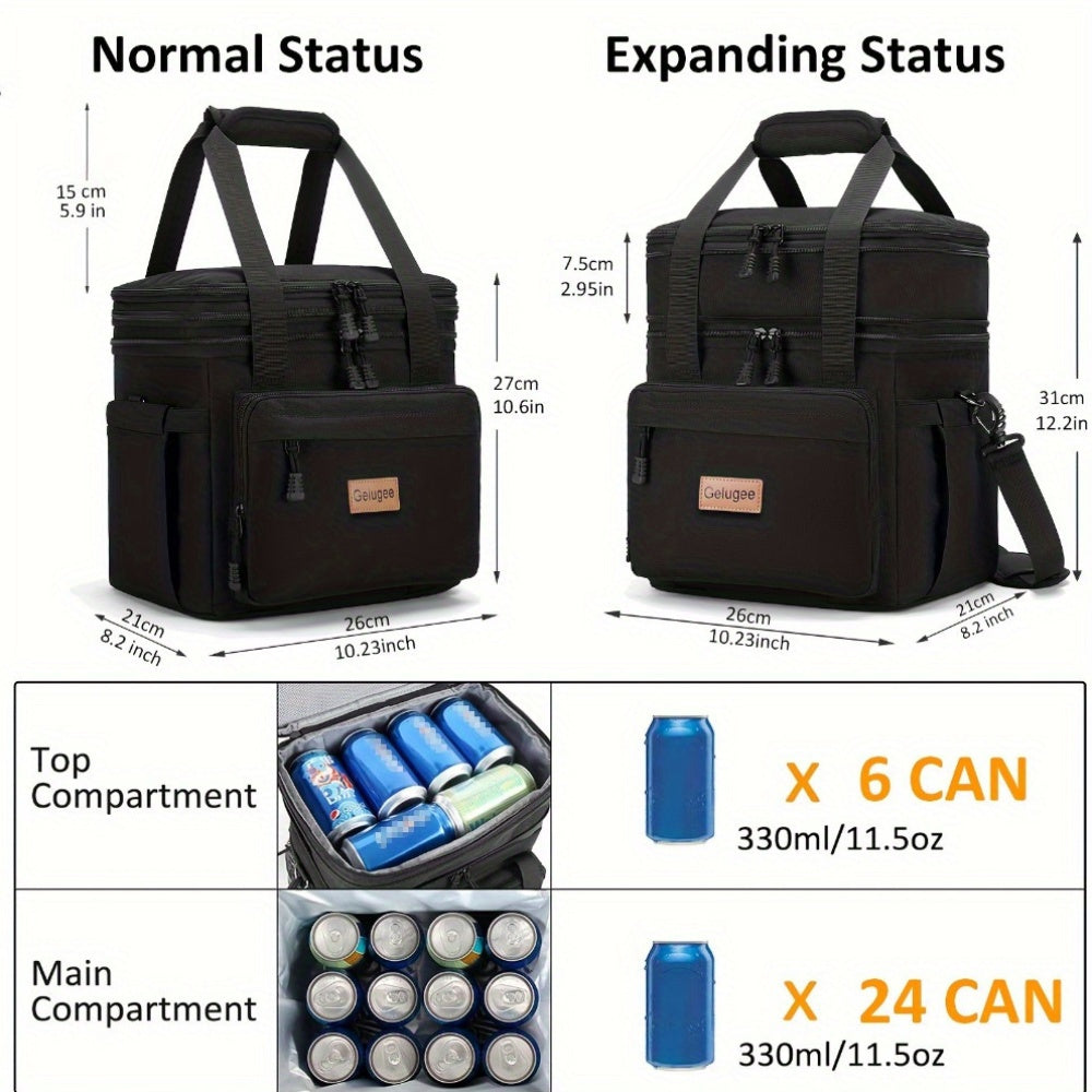 Multi-Use Adjustable Cooler Bag - Sports Wind And Ice Storage for Camping Picnic, Large Capacity Thermal Tote with Shoulder Strap, Men Women Adults Outdoor Work Travel Gear Non-Food Direct Contact
