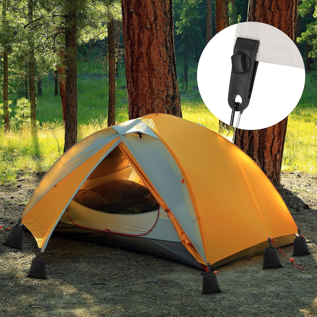 24pcs Set Of Portable Gazebo Curtain Weight Bags, Include 8 Weight Pockets, 8 Carabiners And 8 Clips, Sandbag Weights for Tents, Outdoor Curtains, Tablecloths