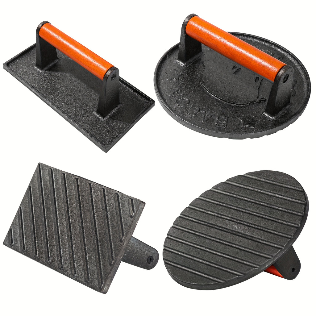 Vivicreate Heavy-Duty Cast Iron Bacon Press - Even Weight Distribution For Perfectly Seared Bacon, Steak & Sandwiches, Durable Grill Press For Indoor & Outdoor Cooking